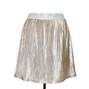 Belle du‎ Jour Elastic Waist Metallic Micro Pleated Mini Skirt Women XL